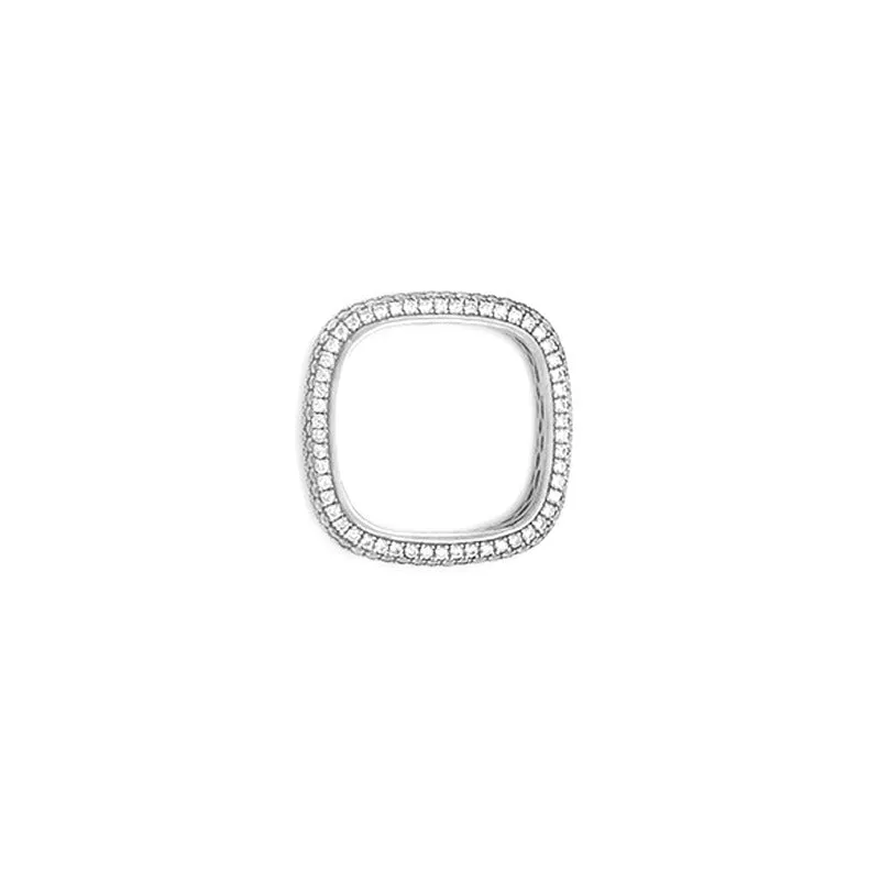 Medium Silver Pave Square Band Ring