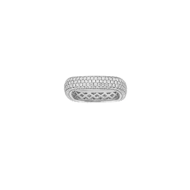 Medium Silver Pave Square Band Ring