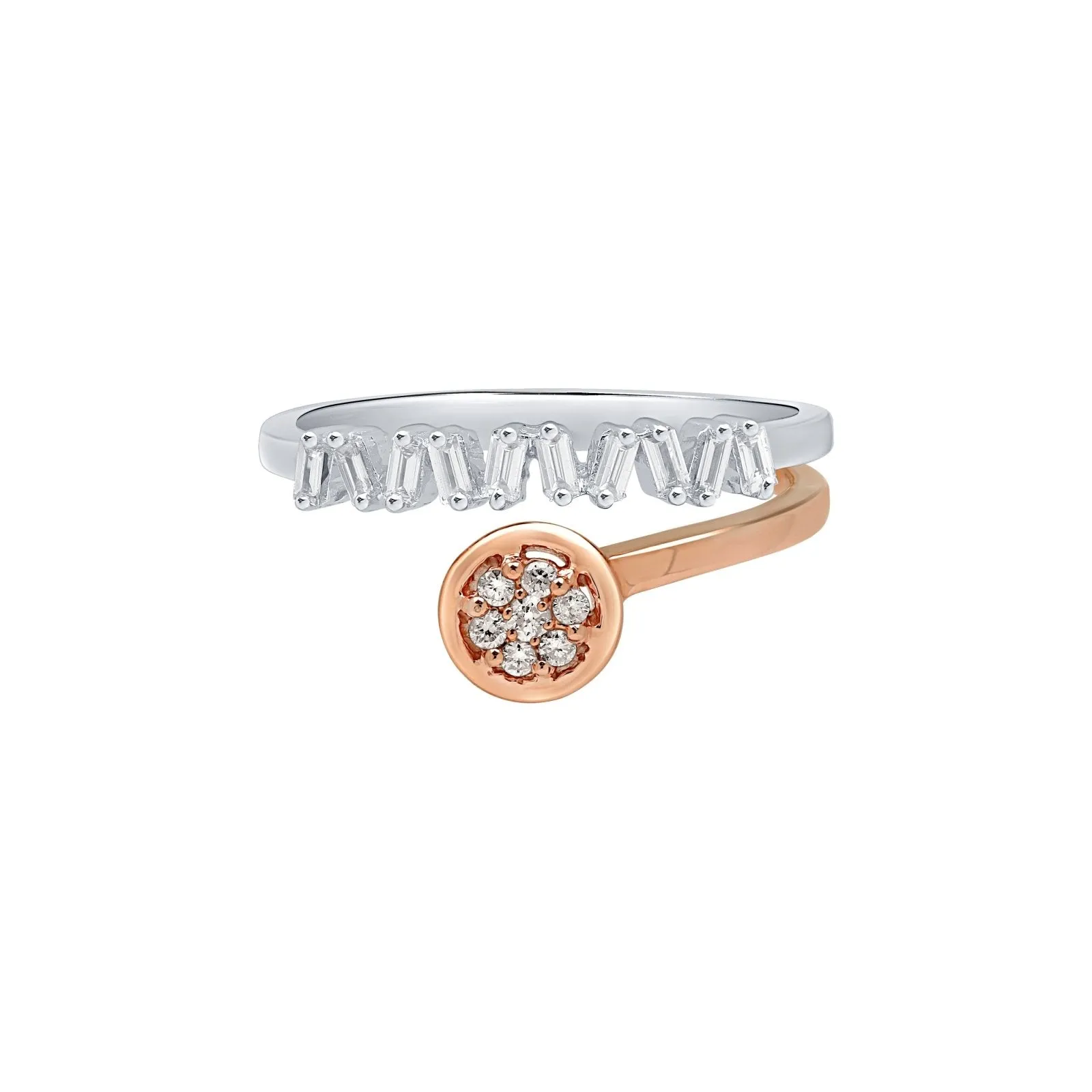 Mixed Shape Diamond Ring in Solid 18k Two-Tone White and Rose Gold