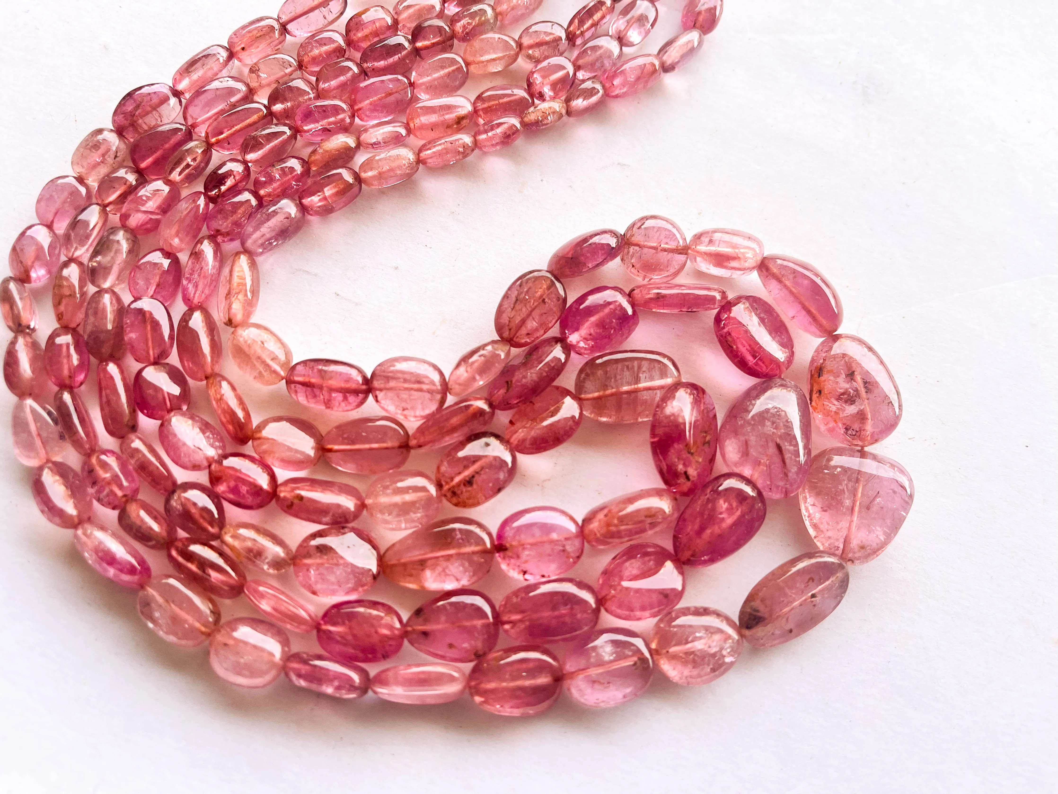 Natural Pink Tourmaline Smooth Tumble or Nuggets Shape Beads | 16 Inch