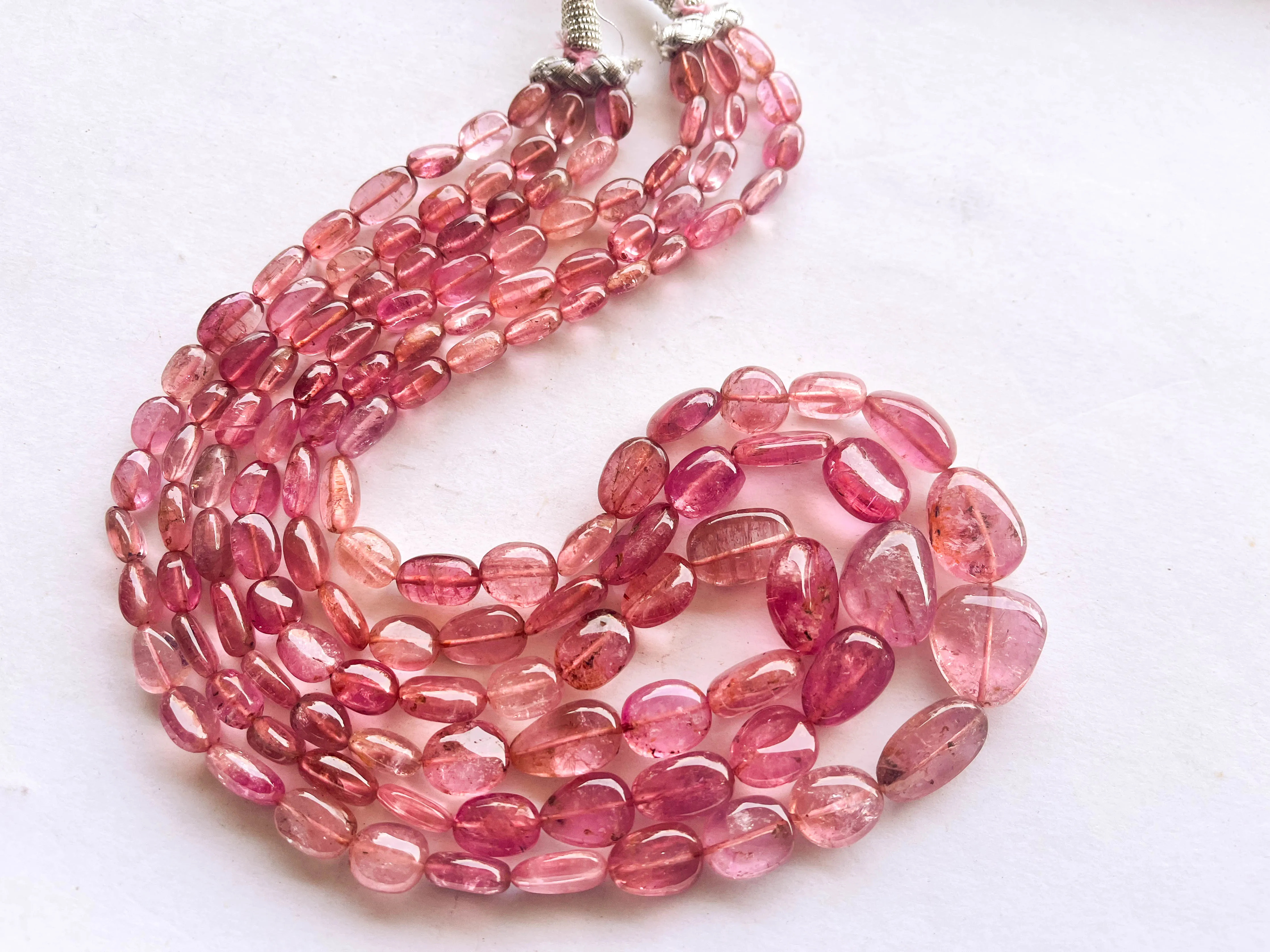 Natural Pink Tourmaline Smooth Tumble or Nuggets Shape Beads | 16 Inch