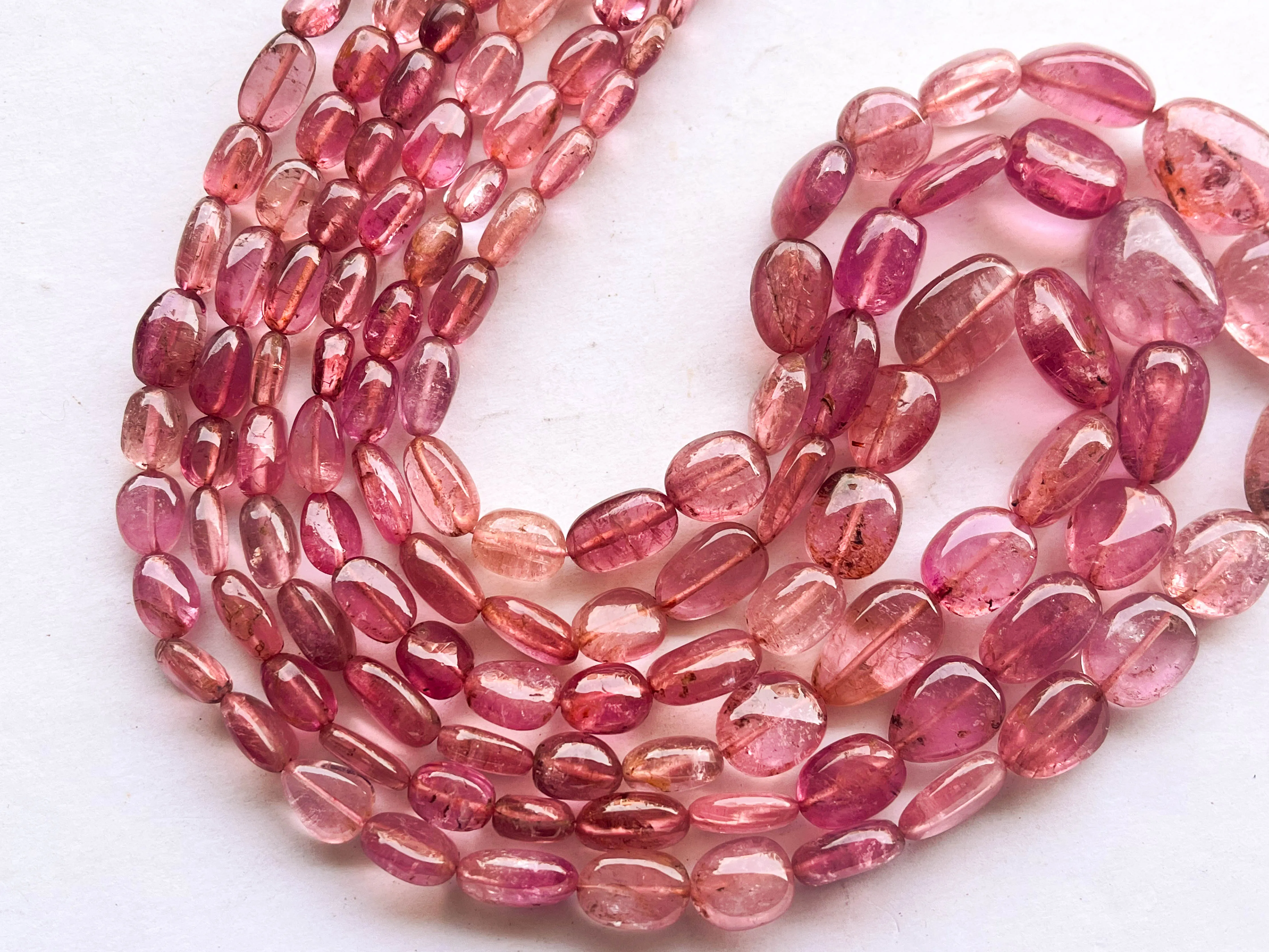 Natural Pink Tourmaline Smooth Tumble or Nuggets Shape Beads | 16 Inch