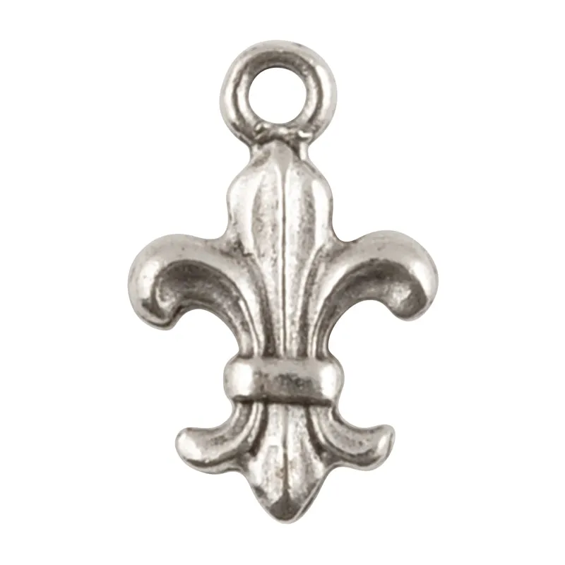 Nunn Design-Pewter-15.2x9.5mm Mini Fleur Charm-Antique Silver-Quantity 1