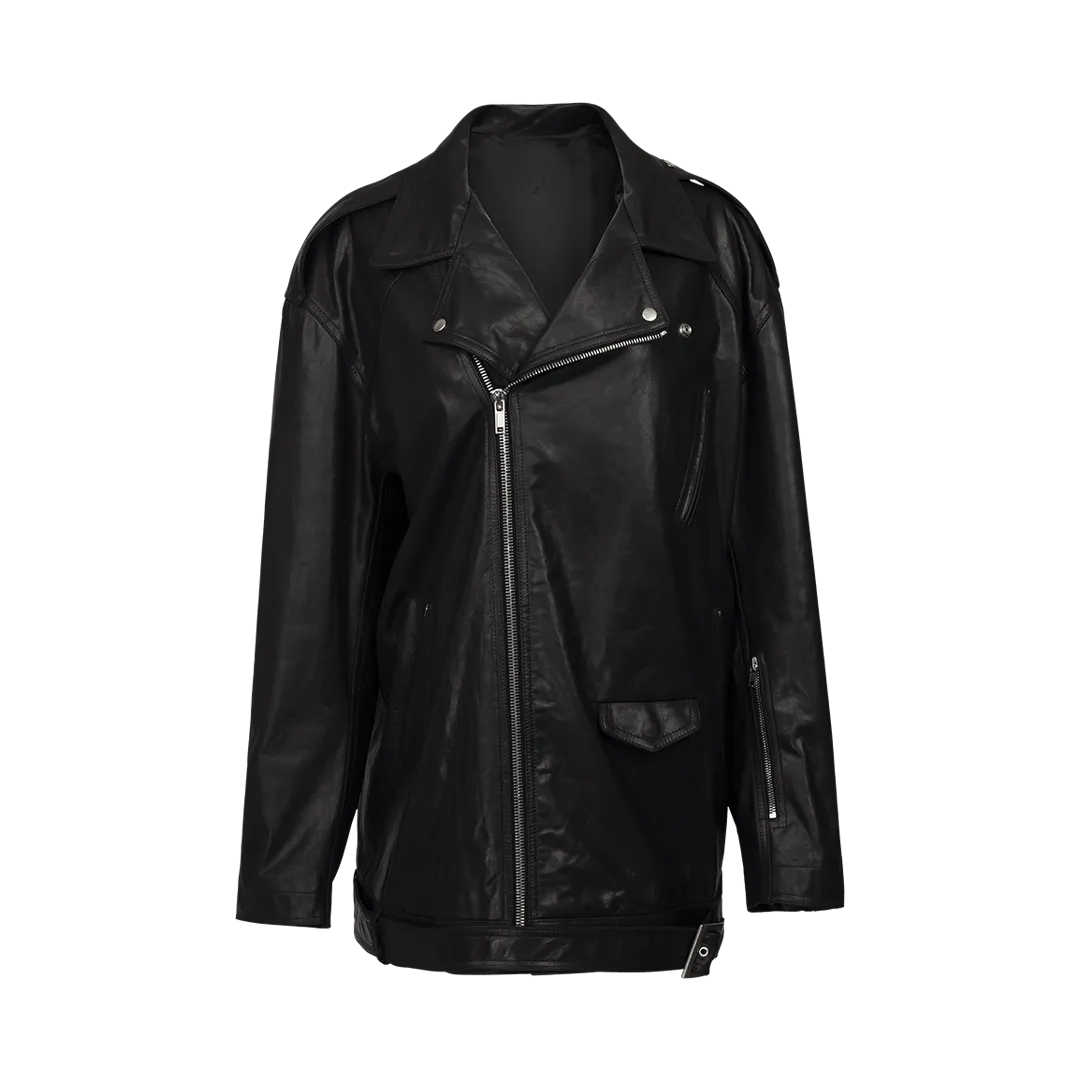 Oversized Leather Biker Jacket