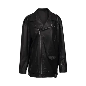 Oversized Leather Biker Jacket