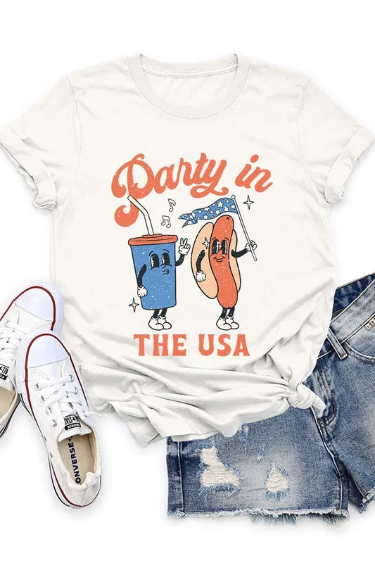 Party in the USA Hotdog Short Sleeve Tee