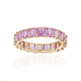 Petite Emerald Cut Pink Sapphire Band