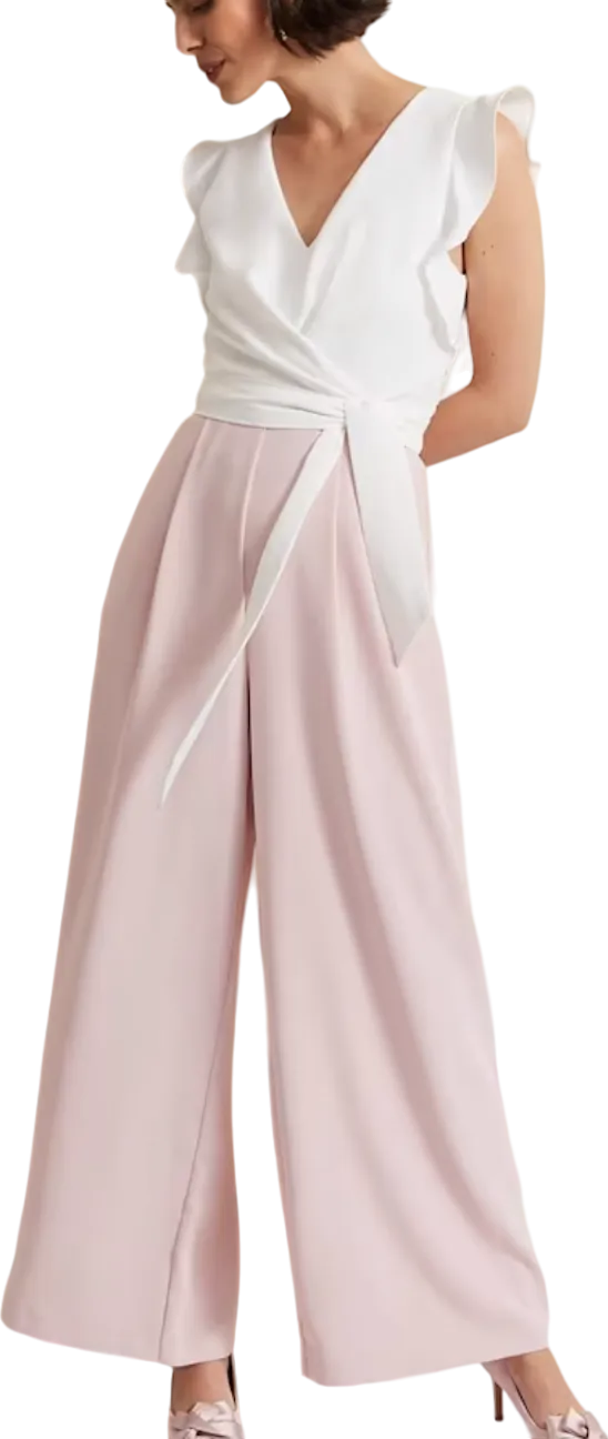 Phase Eight Pink Pink/white Ayla Ruffle Jumpsuit BNWT UK 12