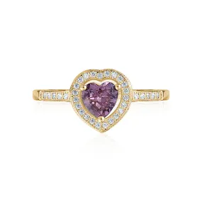 PINK PAVE HEART SOLITAIRE .