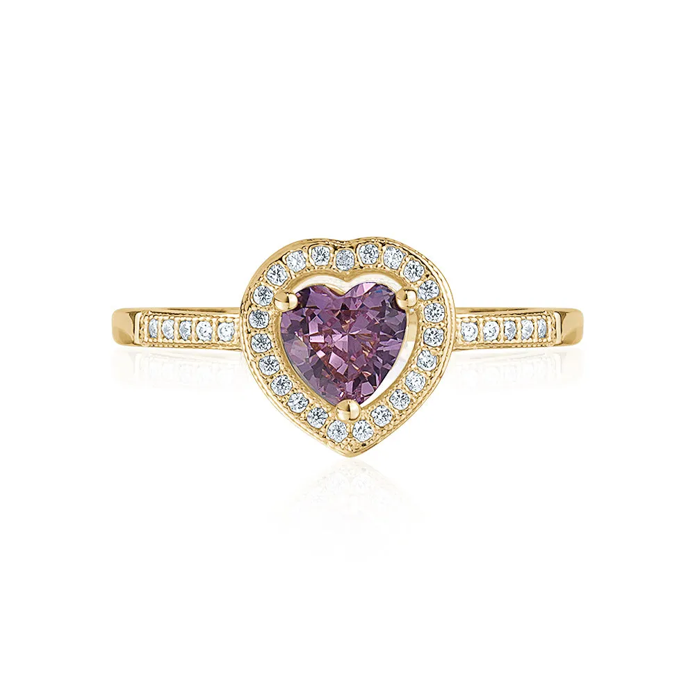 PINK PAVE HEART SOLITAIRE .