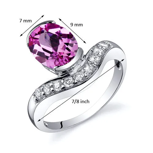 Pink Sapphire Oval Cut Sterling Silver Ring Size 5