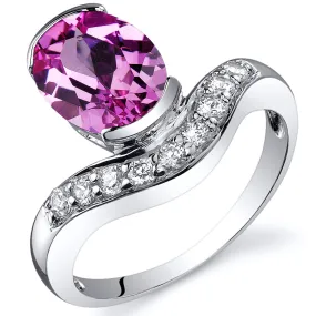 Pink Sapphire Oval Cut Sterling Silver Ring Size 5