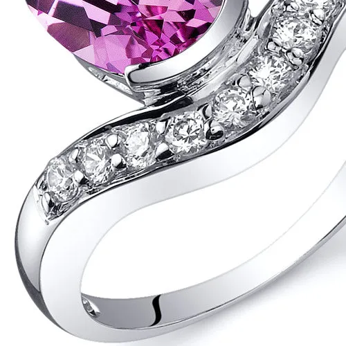 Pink Sapphire Oval Cut Sterling Silver Ring Size 5