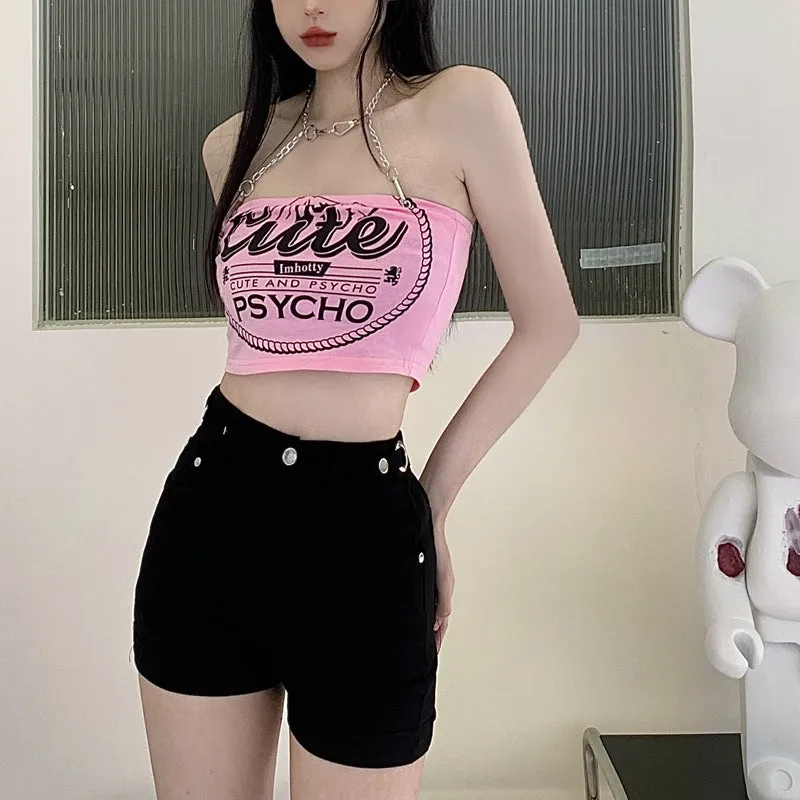 "Cute But Psycho" Pink Crop Top