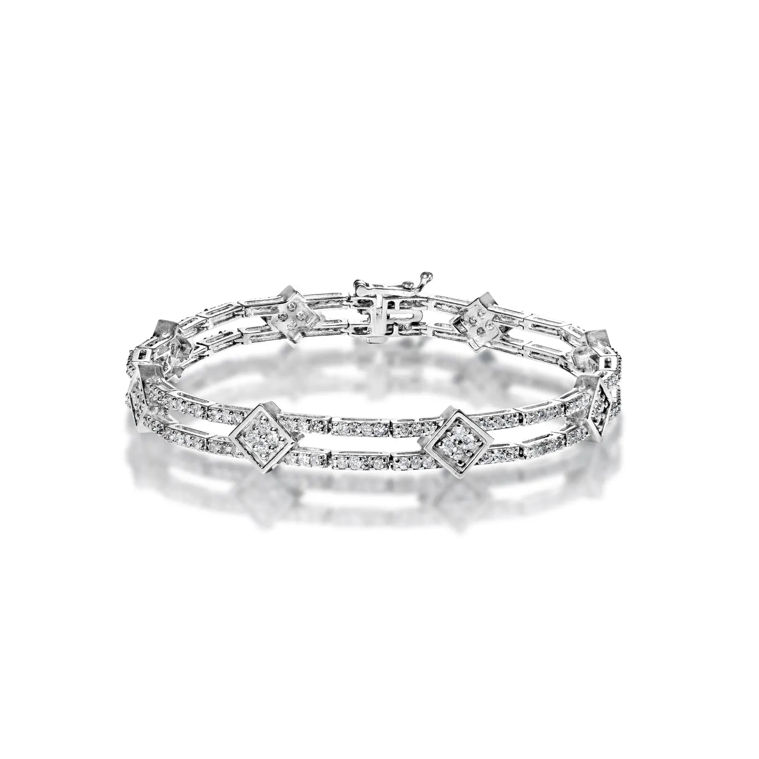 Sloane 3 Carat Round Brilliant Diamond Tennis Bracelet in 14k White Gold