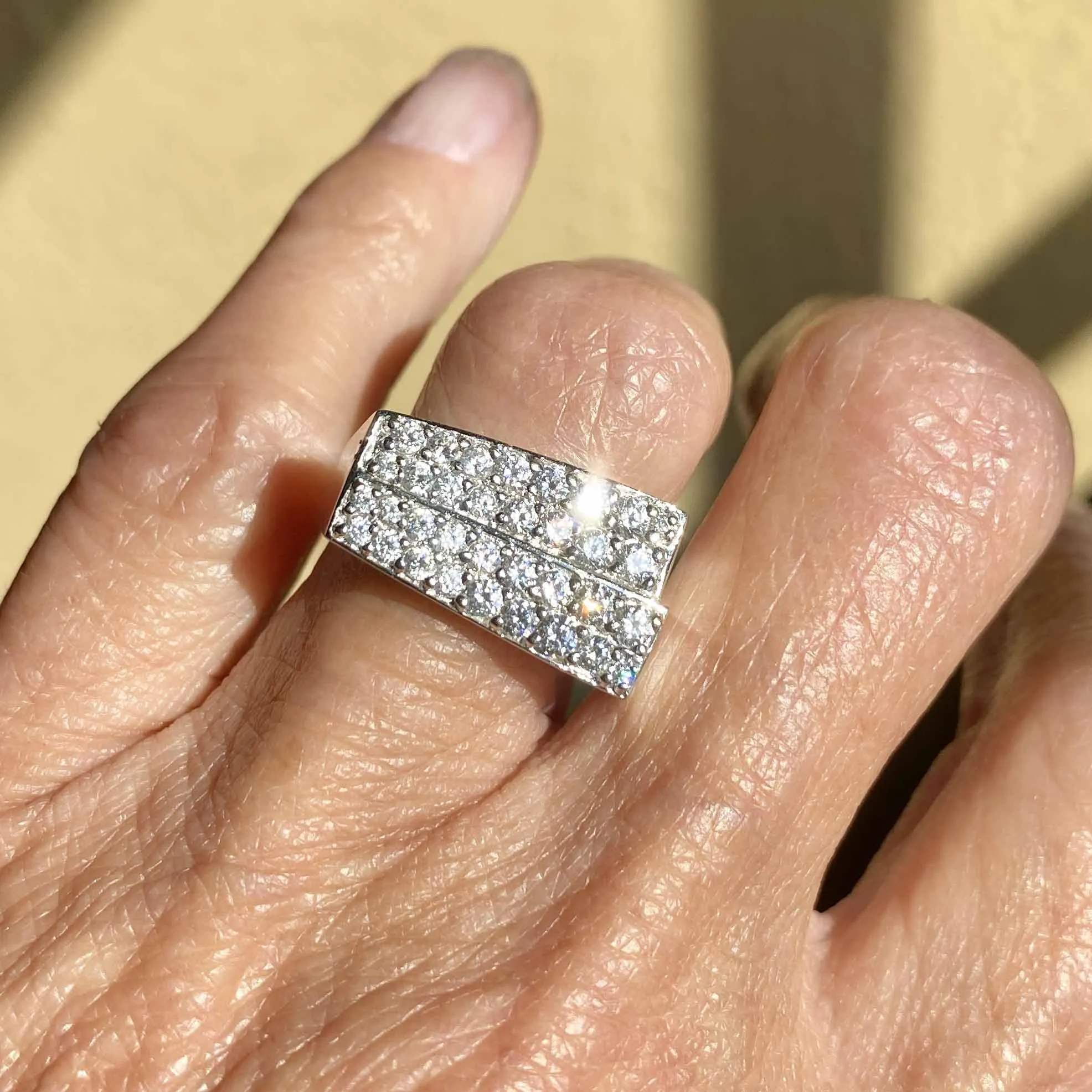 Solid 14K White Gold Pave Cubic Zirconia Ring