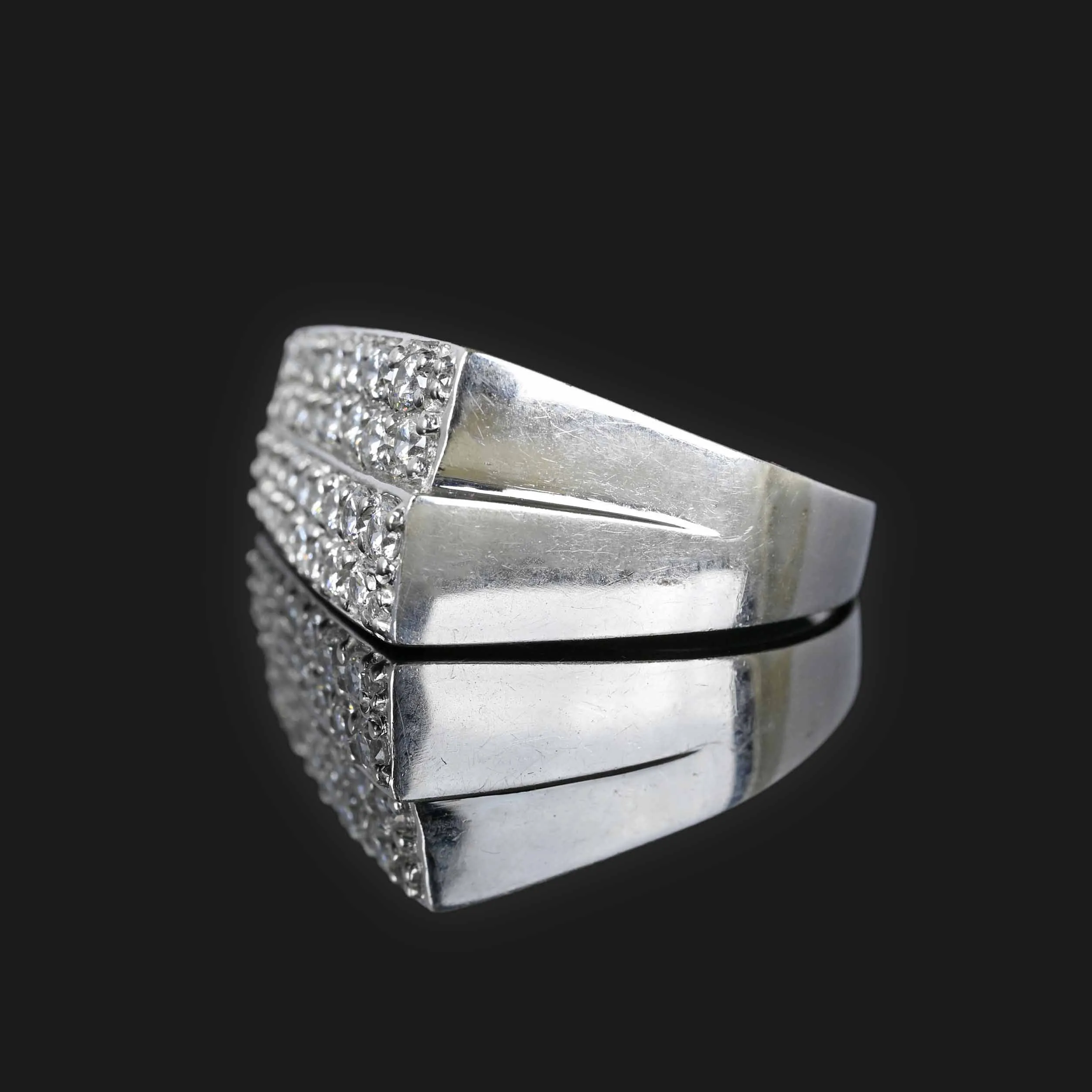 Solid 14K White Gold Pave Cubic Zirconia Ring