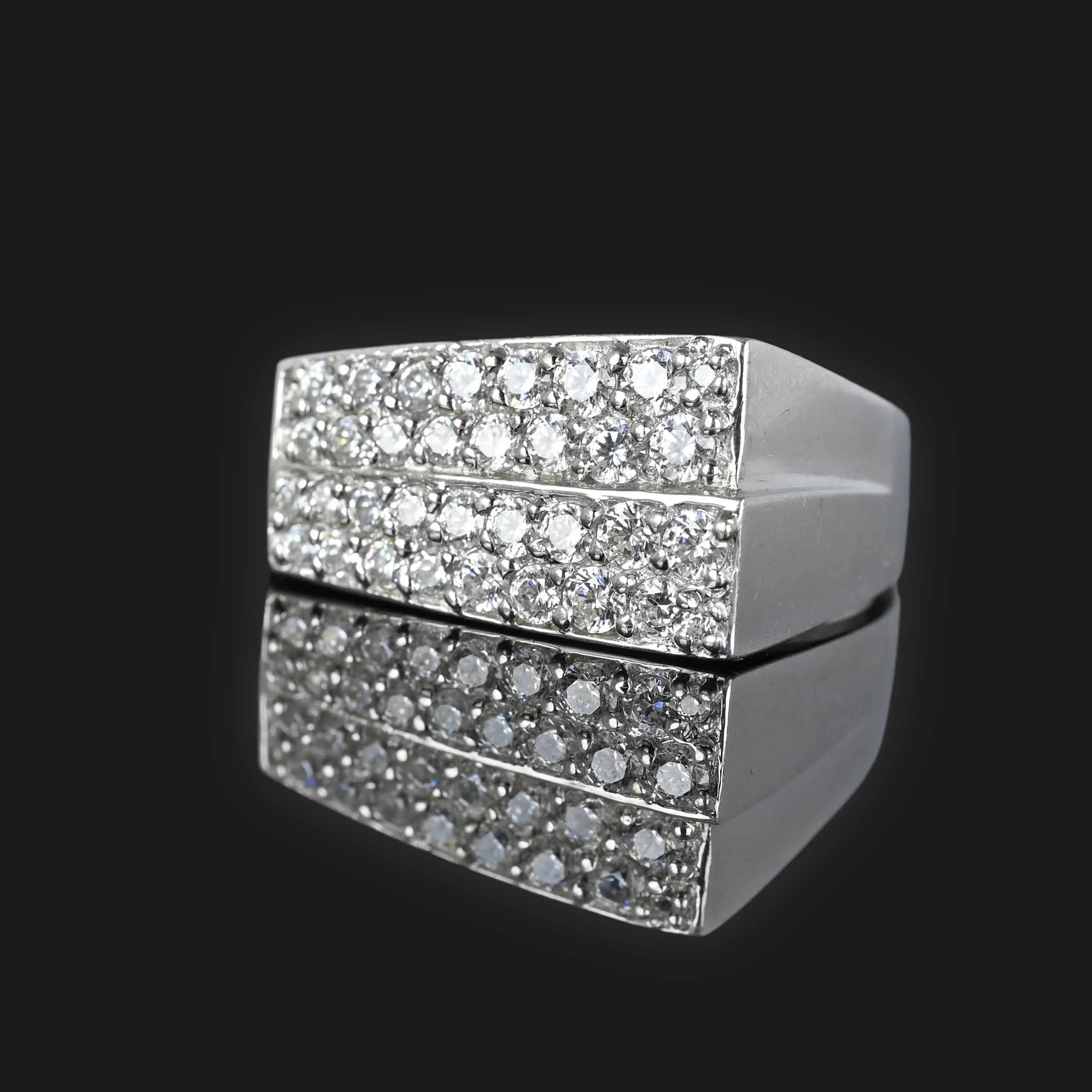 Solid 14K White Gold Pave Cubic Zirconia Ring