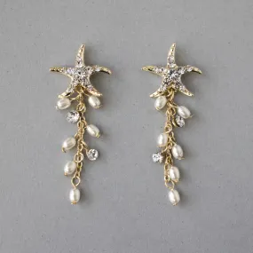 Starfish Dangle Earrings with Pearls