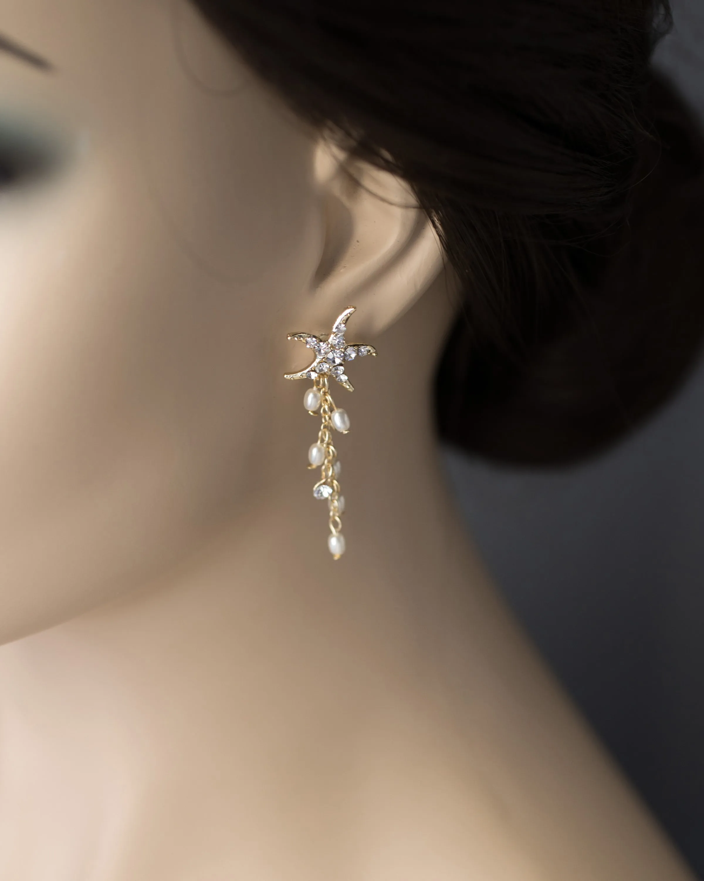 Starfish Dangle Earrings with Pearls