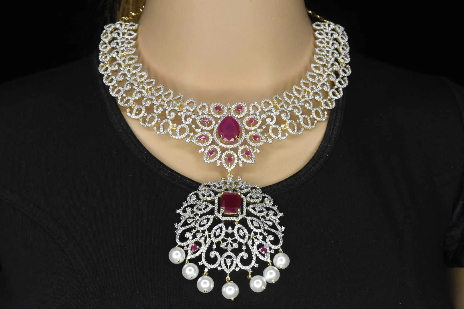 Statement American Diamond Necklace