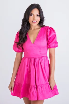 Taffeta Vneck Dress