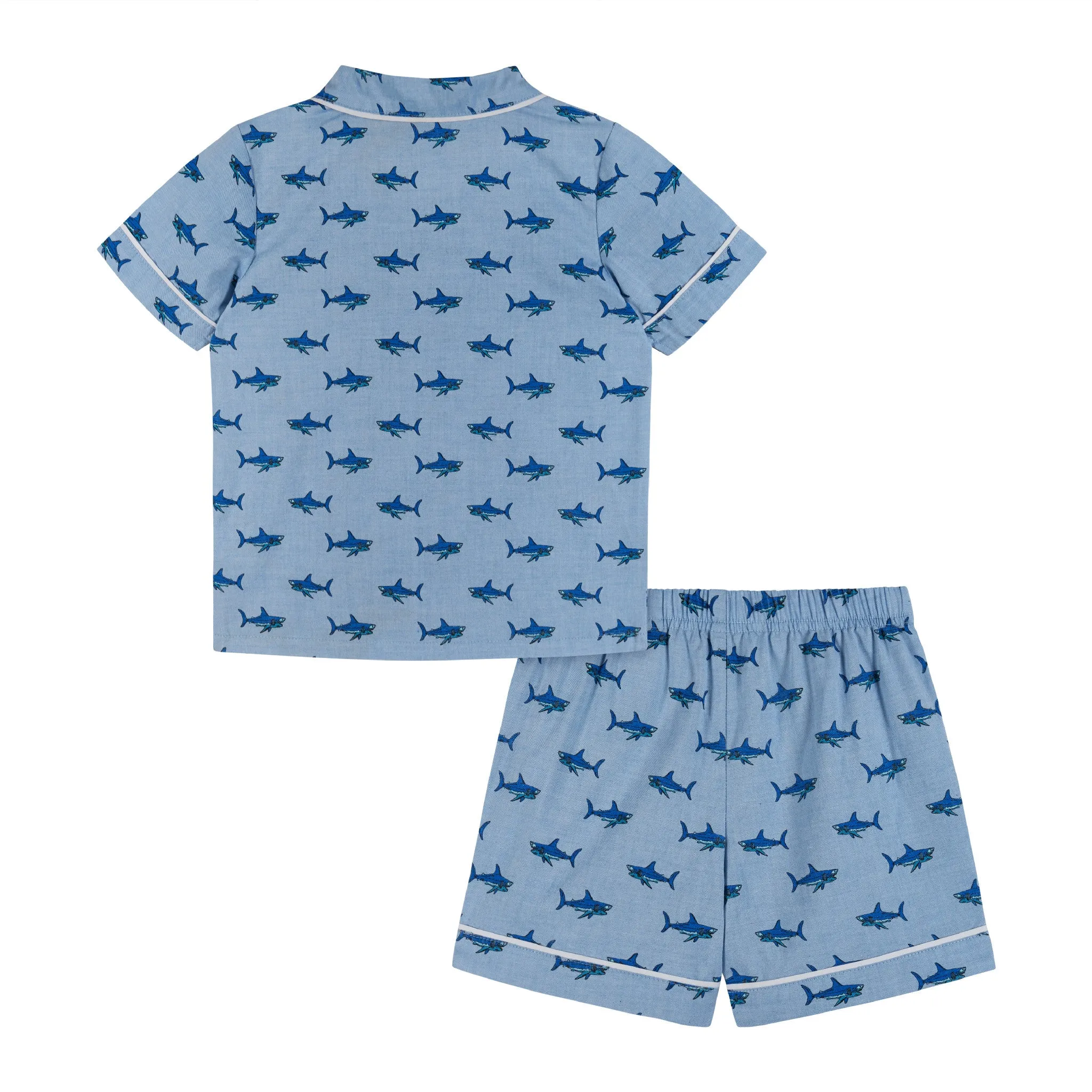 Two Piece Woven PJ Set | Blue Shark