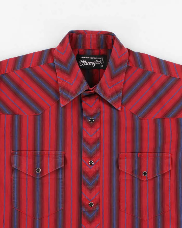 Vintage Men's Red Striped Wrangler Western Shirt - M